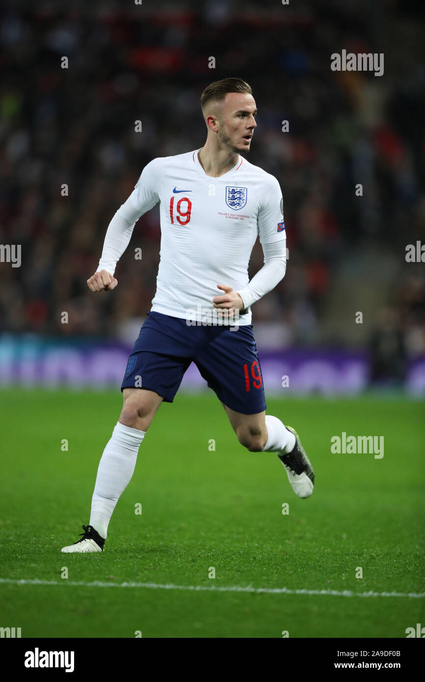 James Maddison (E) le match entre l'Angleterre et le Monténégro est la 1000e senior men's international match et c'est l'Angleterre v Monténégro UEFA Qualificatif de l'euro au stade de Wembley, Londres, le 14 novembre 2019. **Utilisation éditoriale uniquement, licence requise pour un usage commercial. Aucune utilisation de pari, de jeux ou d'un seul club/ligue/dvd publications** Banque D'Images