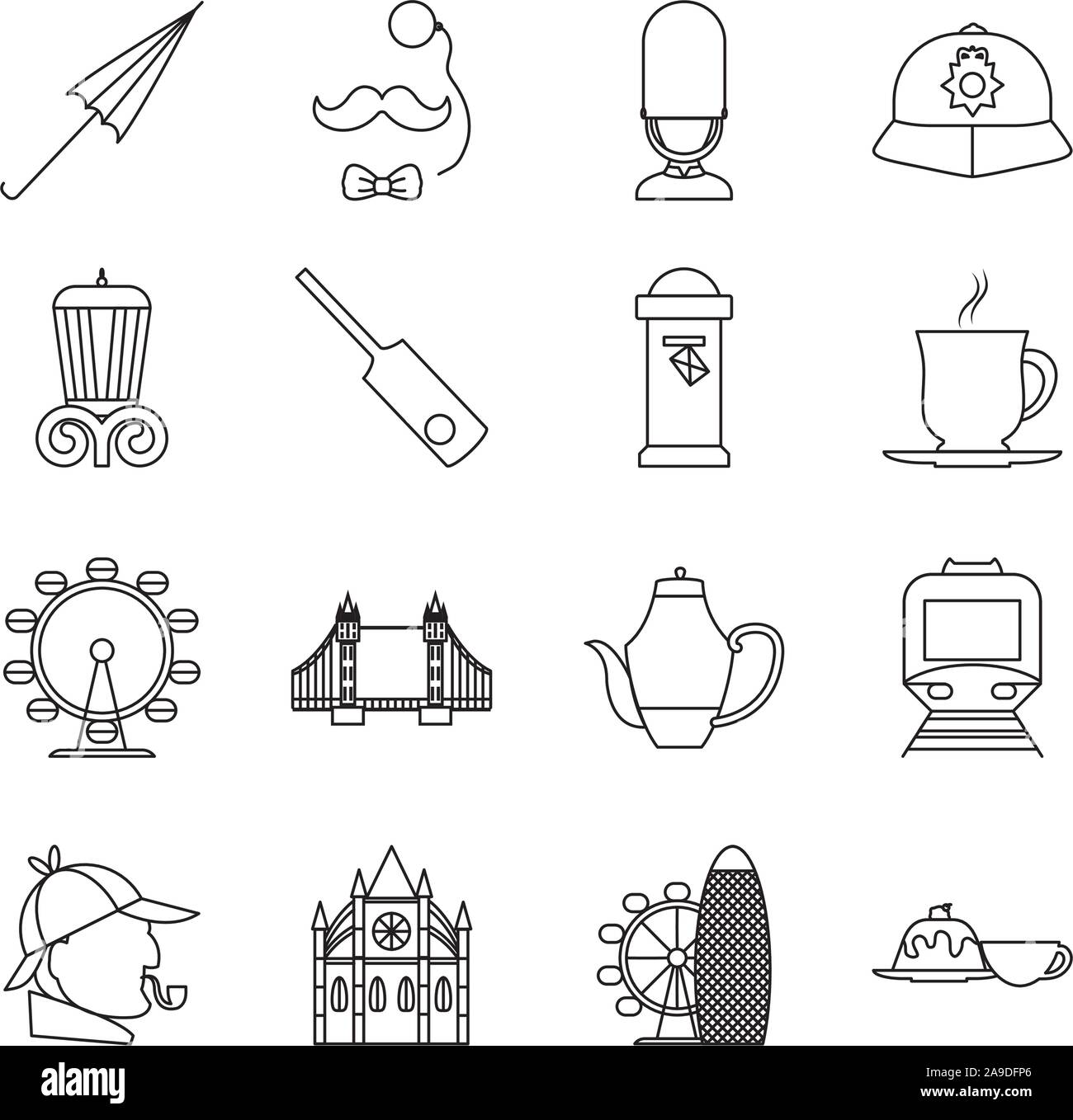 Ensemble d'icônes set pays londres Illustration de Vecteur