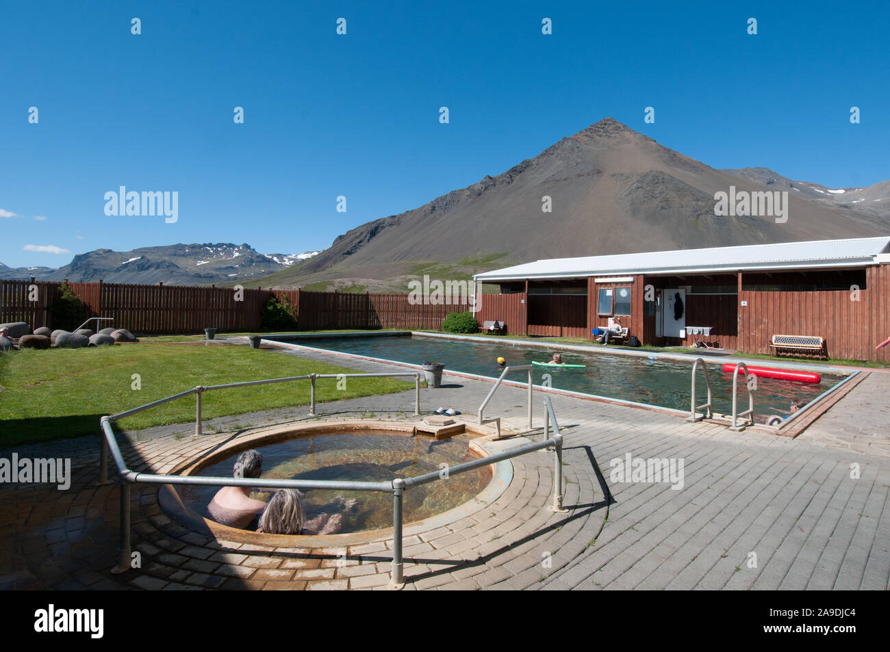 Lýsuhólslaug piscine géothermique, Péninsule de Snæfellsnes, l'Islande Banque D'Images