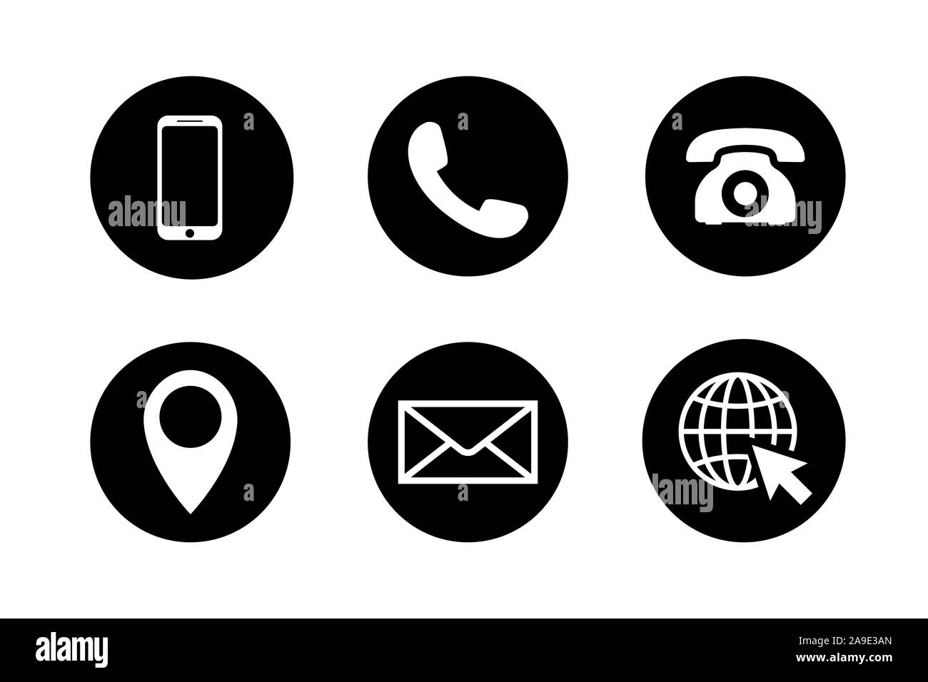 Ensemble d'icônes de contact. Téléphone, emplacement, courrier, site Web. Illustration de Vecteur