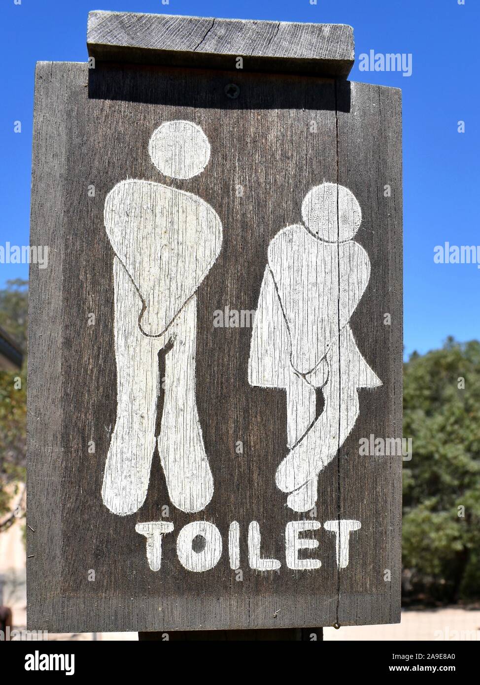 Une intéressante représentation d'un homme et une femme sur une toilette sign Banque D'Images