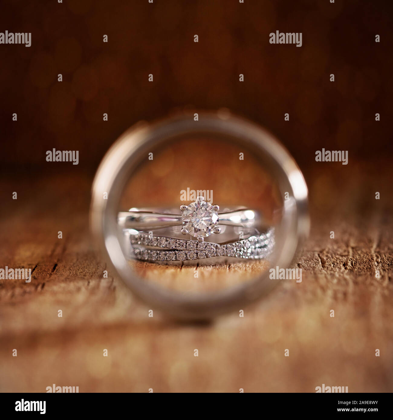 Mariage de la mariée et photographié par des anneaux d'enclenchement du cercle de l'anneau du marié Banque D'Images