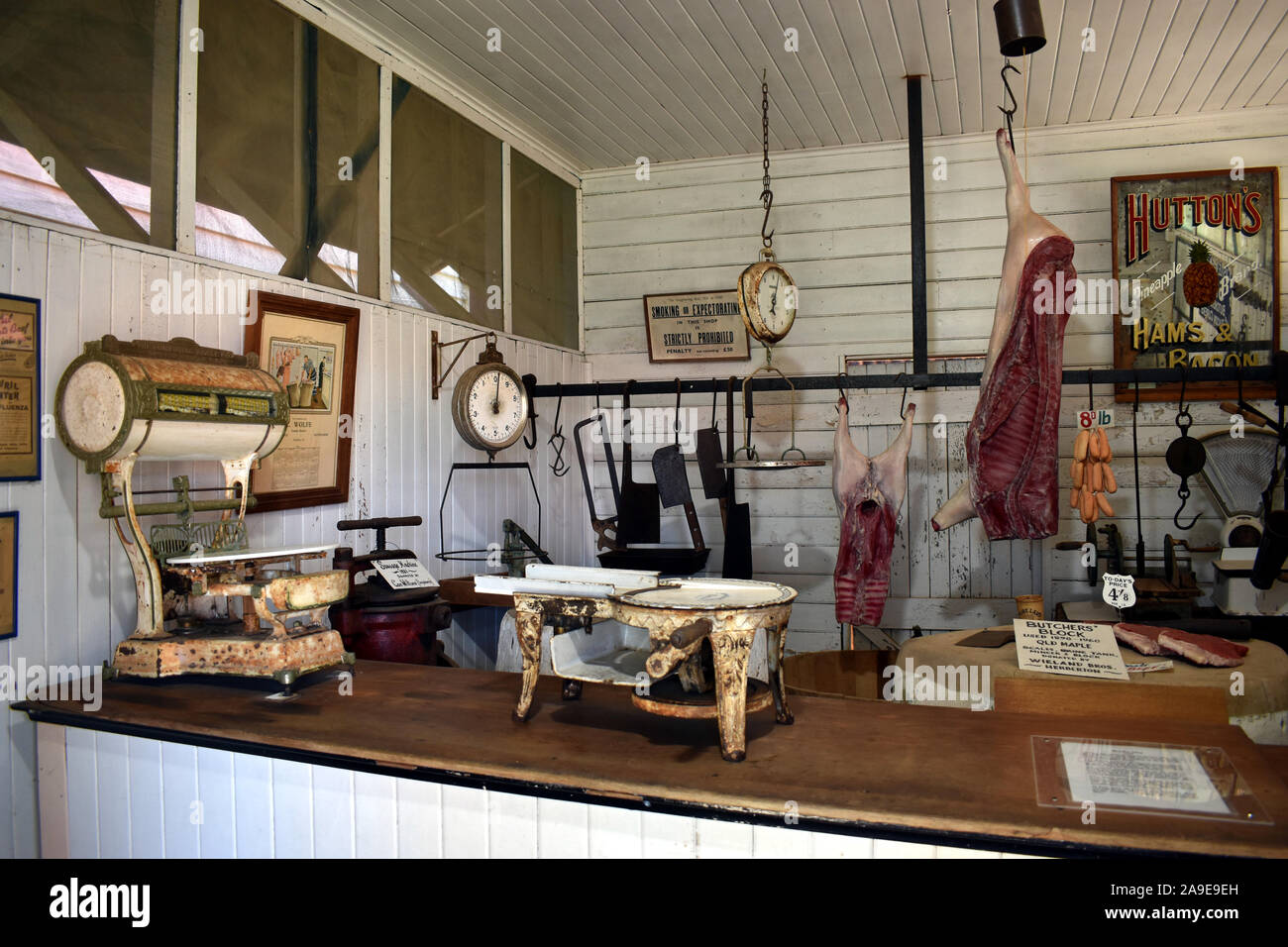 Une boutique de bouchers préservé du début des années 1900 Banque D'Images