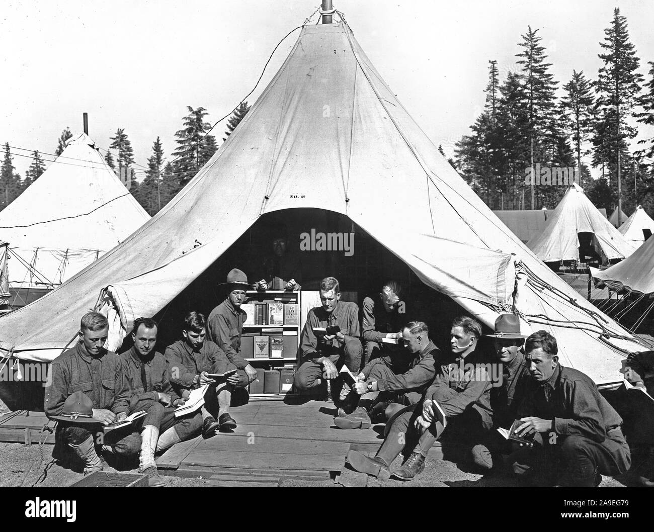 1918 - A.L.A. Bibliothèque de la direction générale de l'entreprise 11e détachement occasionnel, Signal Corps, Vancouver Brks. Washington Banque D'Images