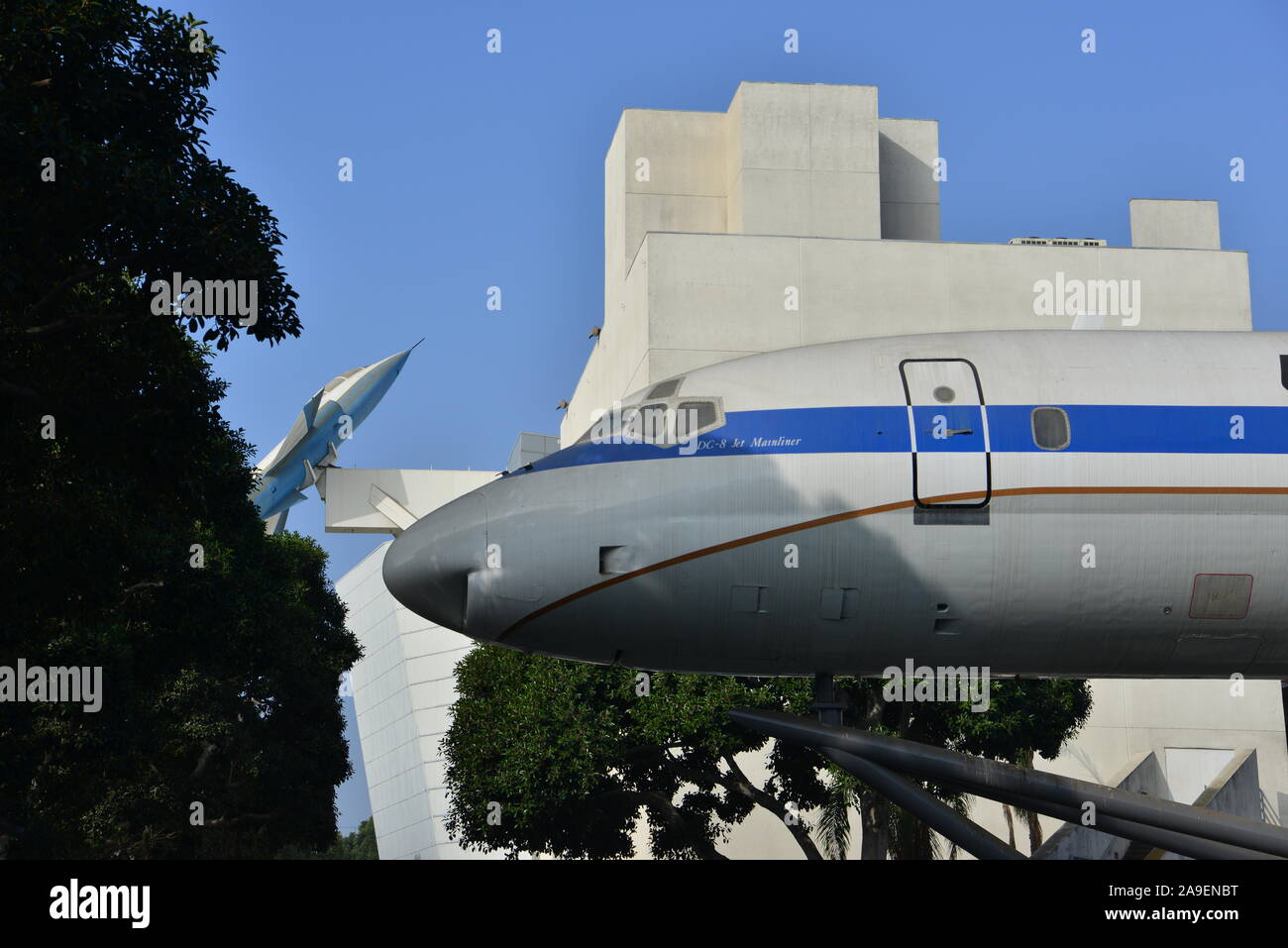 Un Douglas DC-8 sur l'écran à Los Angeles Banque D'Images