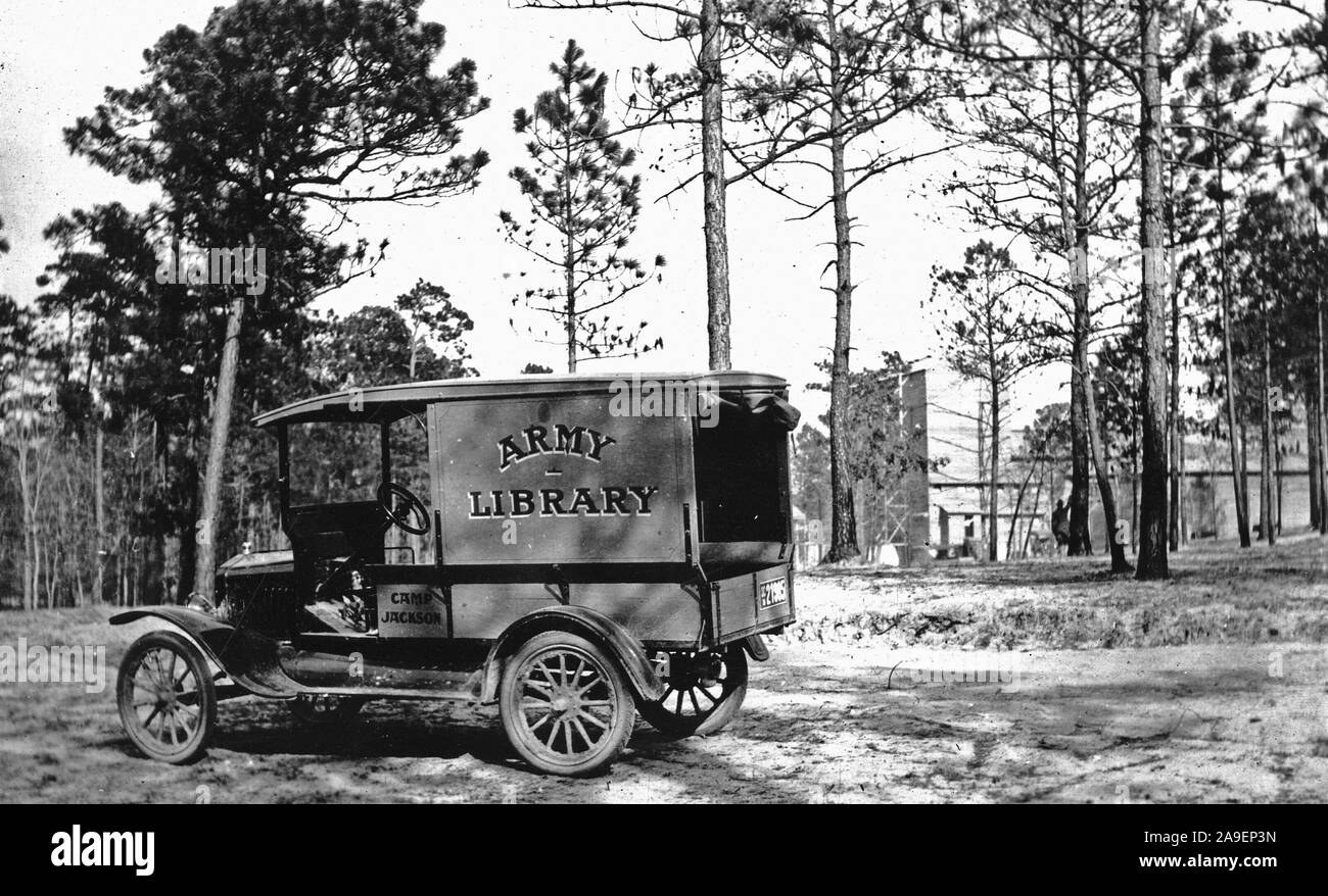 1918 ou 1919 - Camp Jackson Camion Bibliothèque Banque D'Images