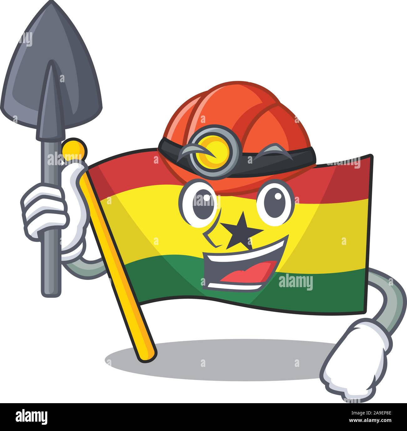 Mascot cartoon dans ghana drapeau avec caractère mineur Illustration de Vecteur