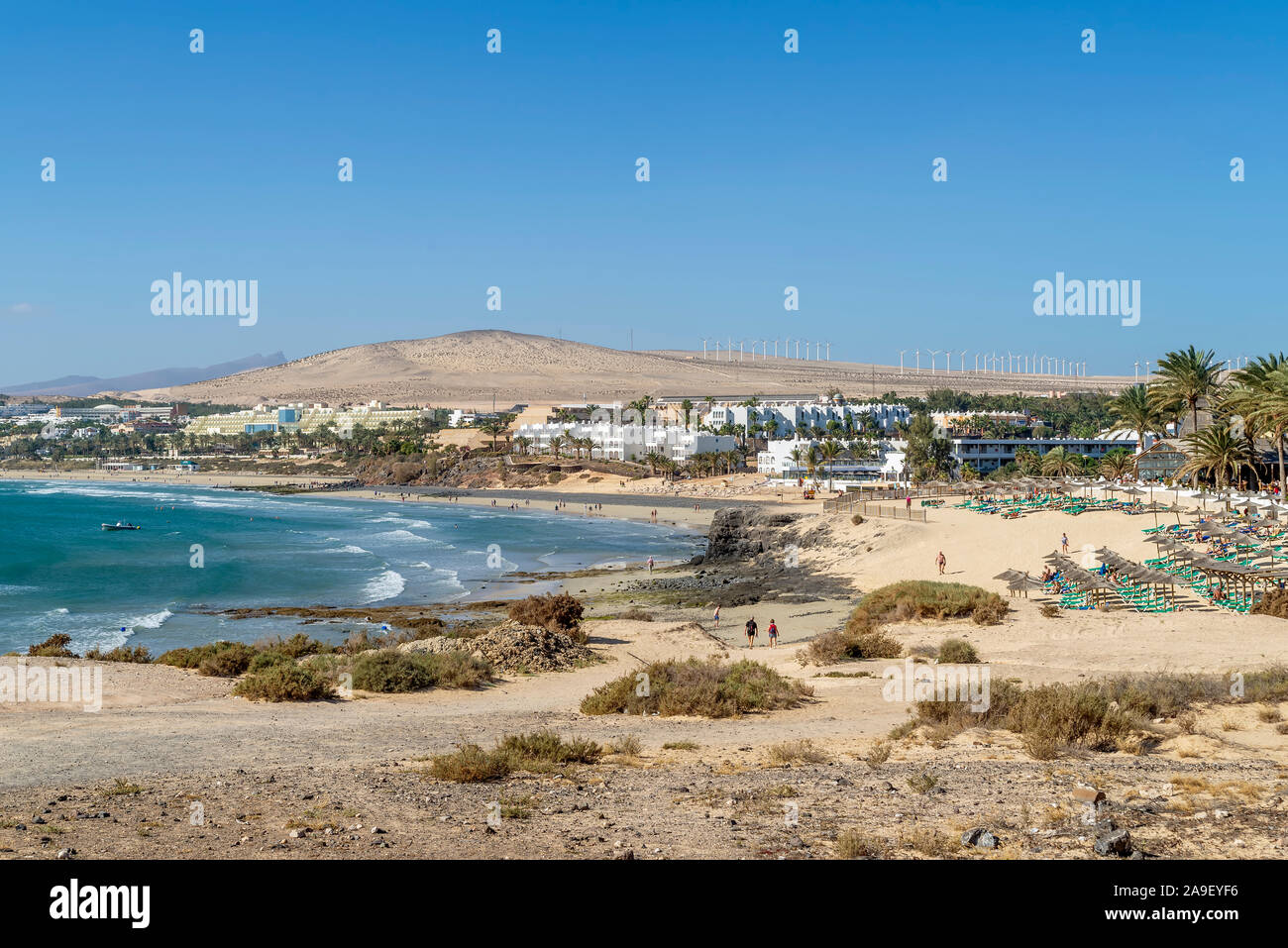 Belle vue sur la Costa Calma resort sur l'île de Fuerteventura, Îles Canaries, Espagne Banque D'Images