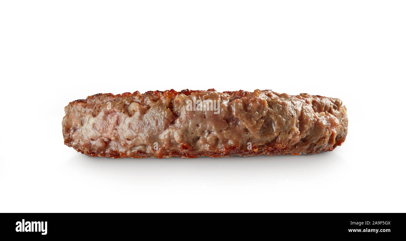 La viande à hamburger isolé sur fond blanc Banque D'Images