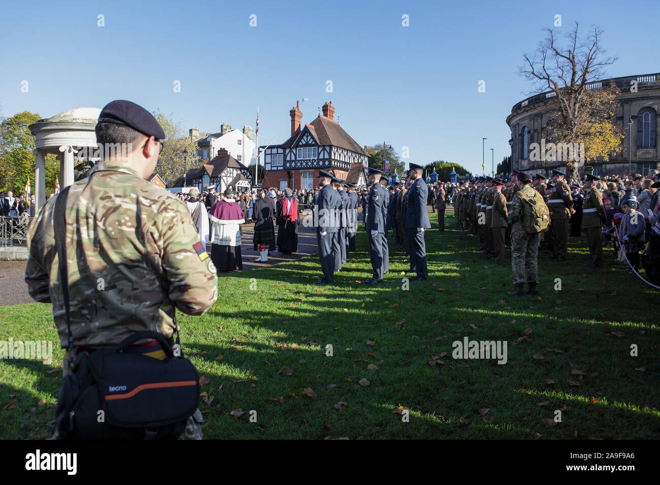 Commémorations du jour à Shrewsbury en ce beau dimanche matin de novembre. Banque D'Images