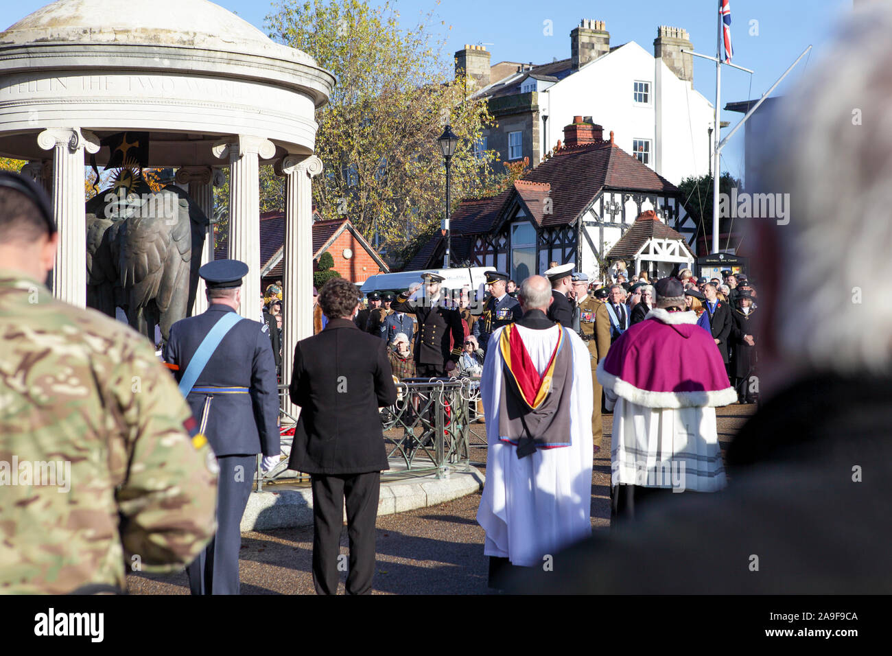 Commémorations du jour à Shrewsbury en ce beau dimanche matin de novembre. Banque D'Images