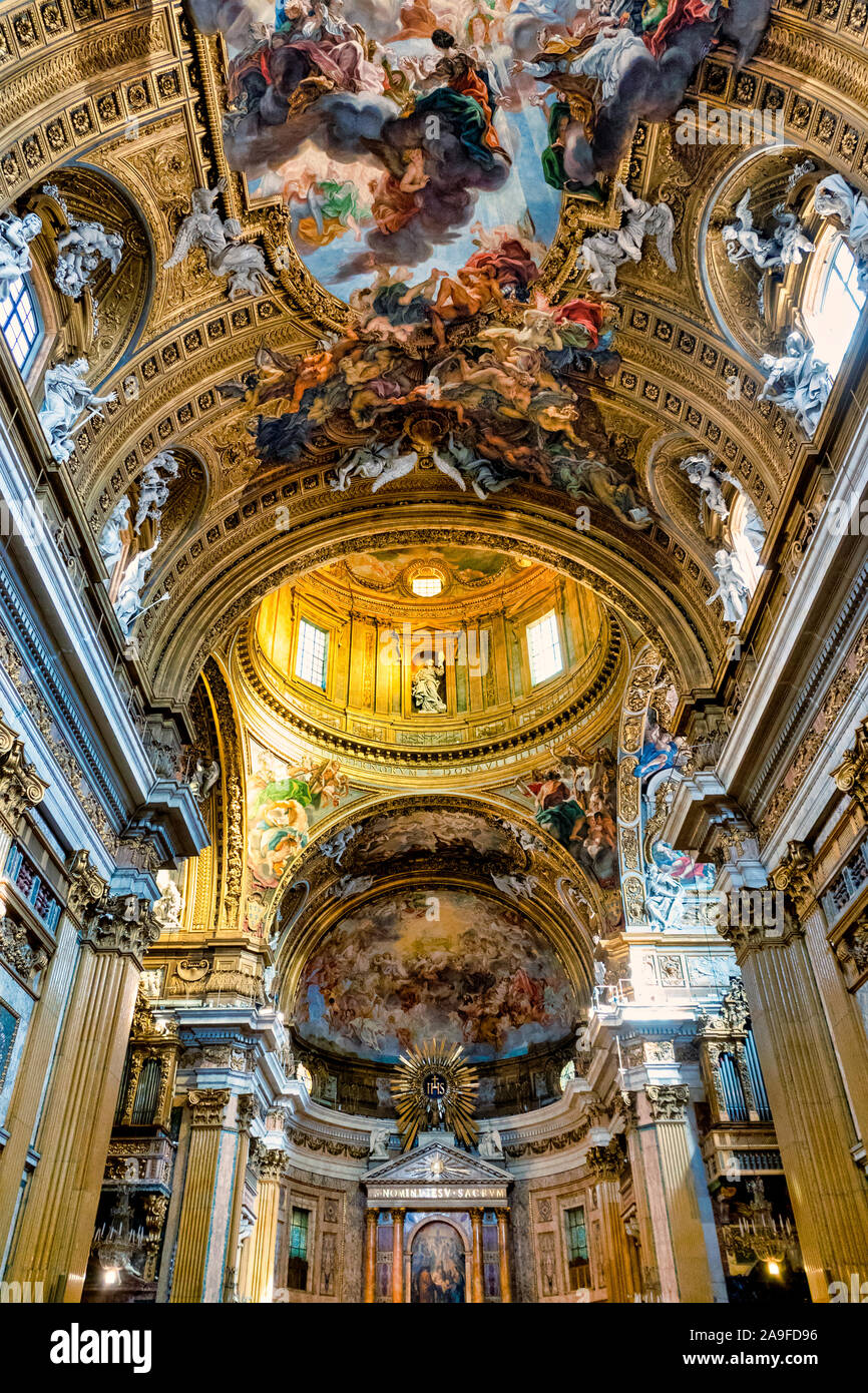 Intérieur de l'église du Gesù, Rome, Italie Banque D'Images