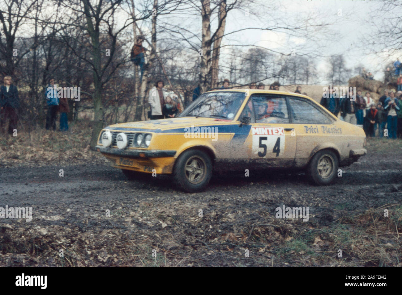 Ford Escort voiture de rallye, 1975 voitures de rallye, Angleterre du Nord, Royaume-Uni, ford Escort Banque D'Images