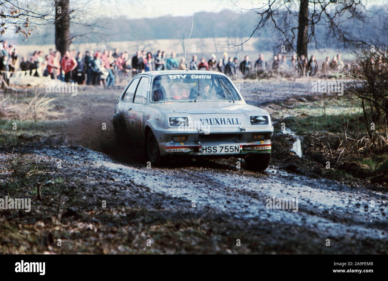 1975 vauxhall car rallying, Angleterre du Nord, Royaume-Uni Banque D'Images