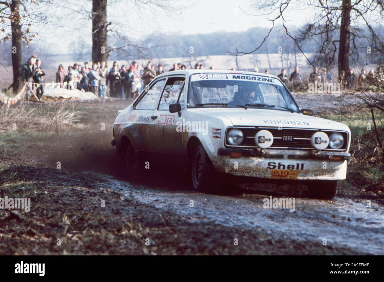 Voiture de rallye Ford Escort, rallye 1975, Angleterre du Nord, Royaume-Uni, ford Escort Banque D'Images