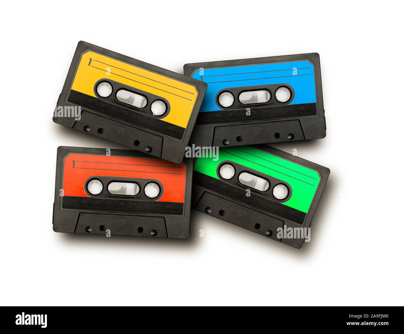 Des cassettes de musique ancienne en différentes couleurs Banque D'Images