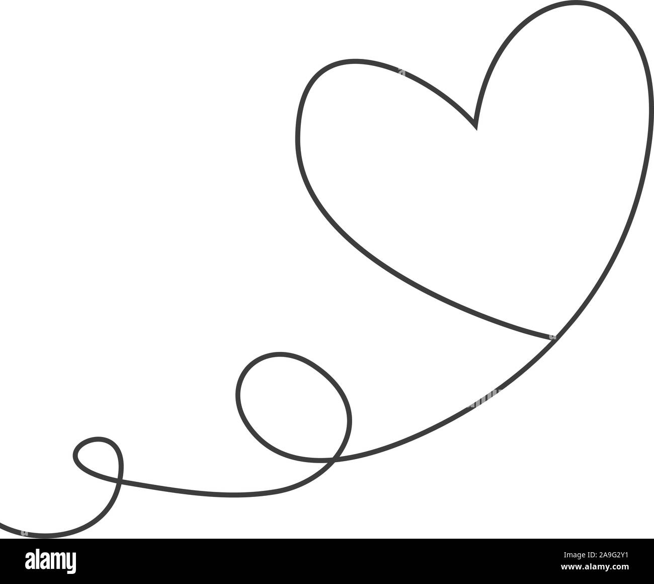 Ballon en forme de coeur à tracé continu des lignes dans un style plat continu en dessinant des lignes. Ligne noire continue. Le travail de télévision design. Cote Illustration de Vecteur