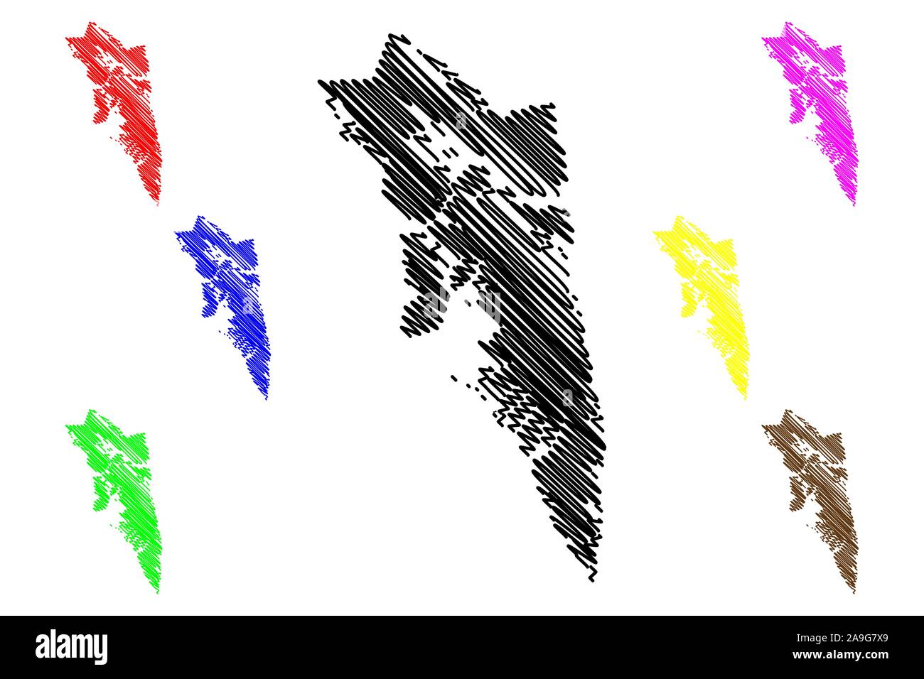 Ville et quartier de Sitka, en Alaska (quartiers et secteurs de recensement en Alaska, États-Unis d'Amérique,USA, États-Unis, US) map vector illustration, scribble sket Illustration de Vecteur