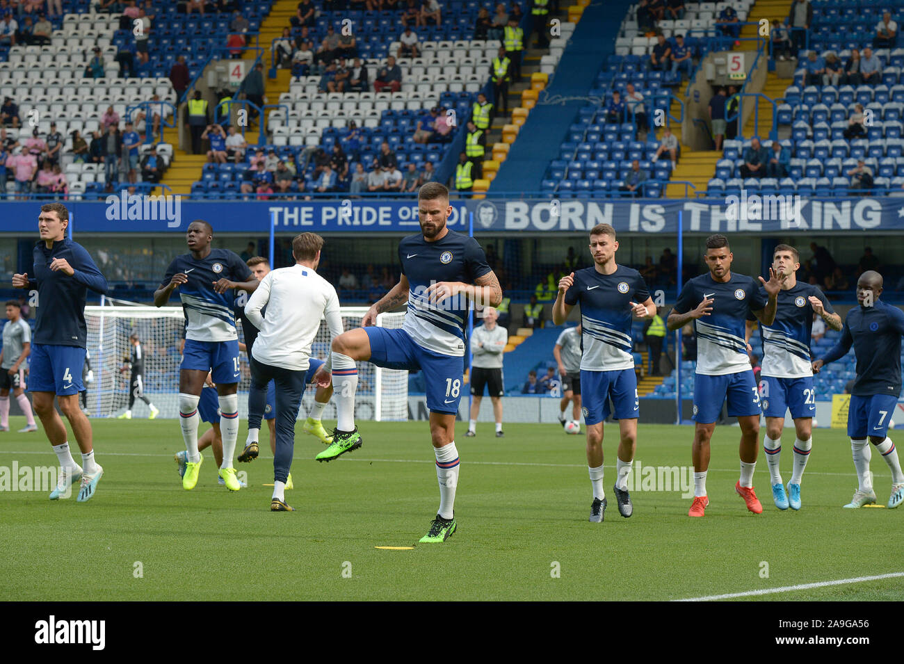 -Seulement éditoriale aucune utilisation par quiconque - Chelsea préchauffer avant le Chelsea vs Leicester City Premier League match à Stamford Bridge -usage éditorial sur Banque D'Images