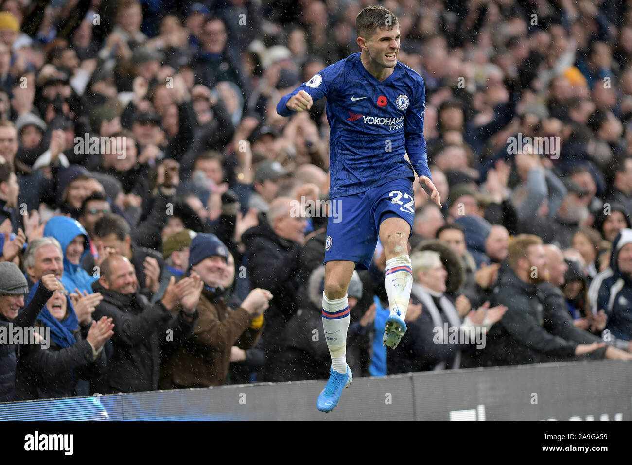 Christian Pulisic But de Chelsea marque le deuxième au cours de la Chelsea vs Crystal Palace Football Ligue 1 match à Stamford Bridge -usage éditorial uniquement, Banque D'Images