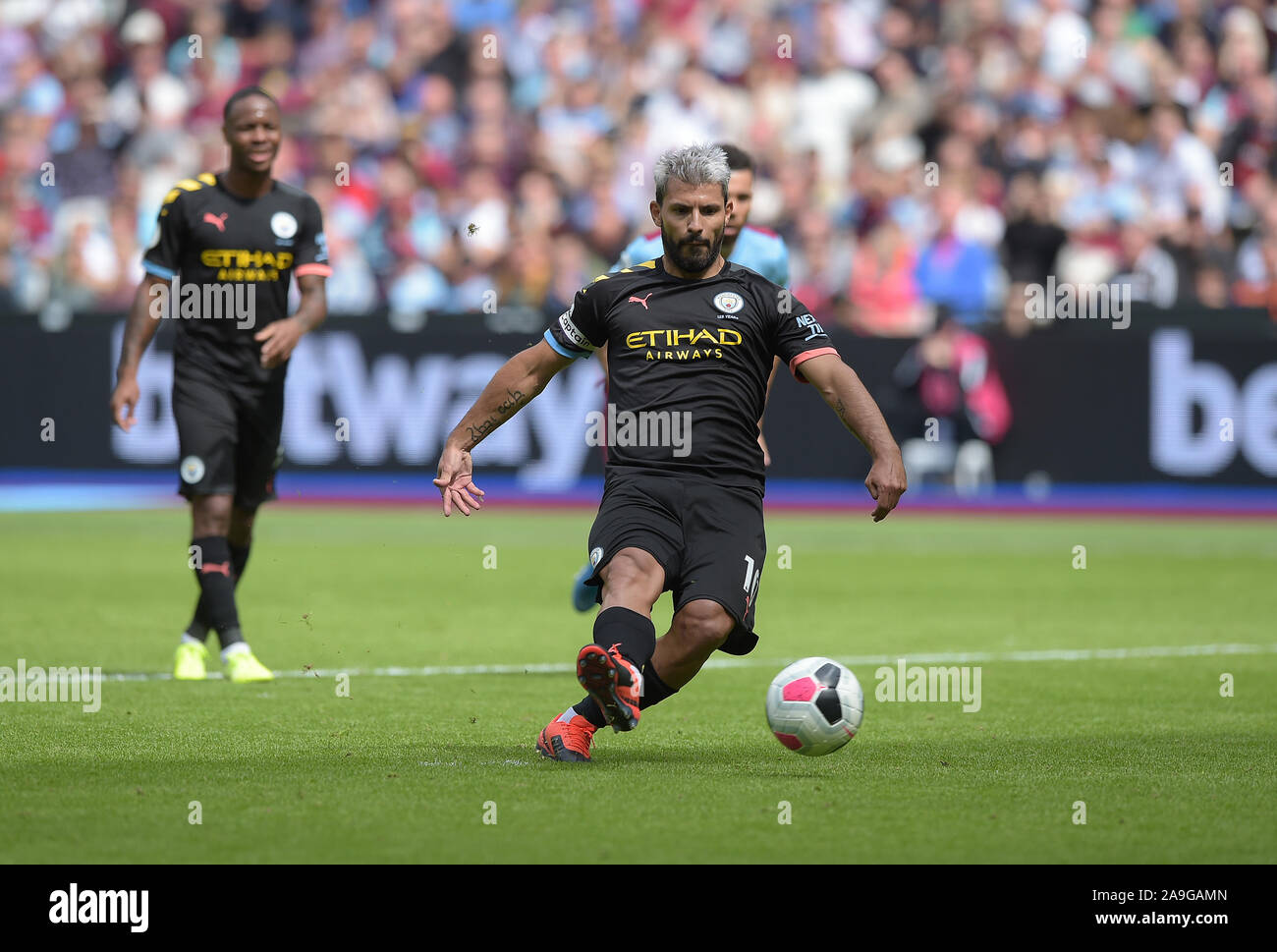 Sergio Aguero de Manchester City n'a pas de mort au cours de la West Ham vs Manchester City Premier League match au stade de Londres circons Samedi 10 Banque D'Images