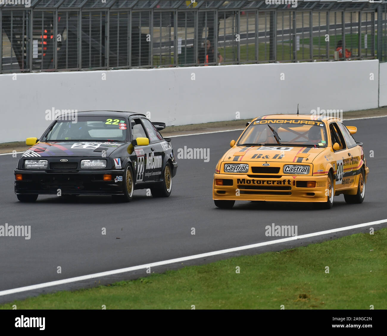 Paul Mensley, Matt Ellis, Ford Sierra Cosworth RS500, Carey McMahon, Ford Sierra Cosworth RS500, Touring Car Challenge historique, 1966-1990, Silverston Banque D'Images