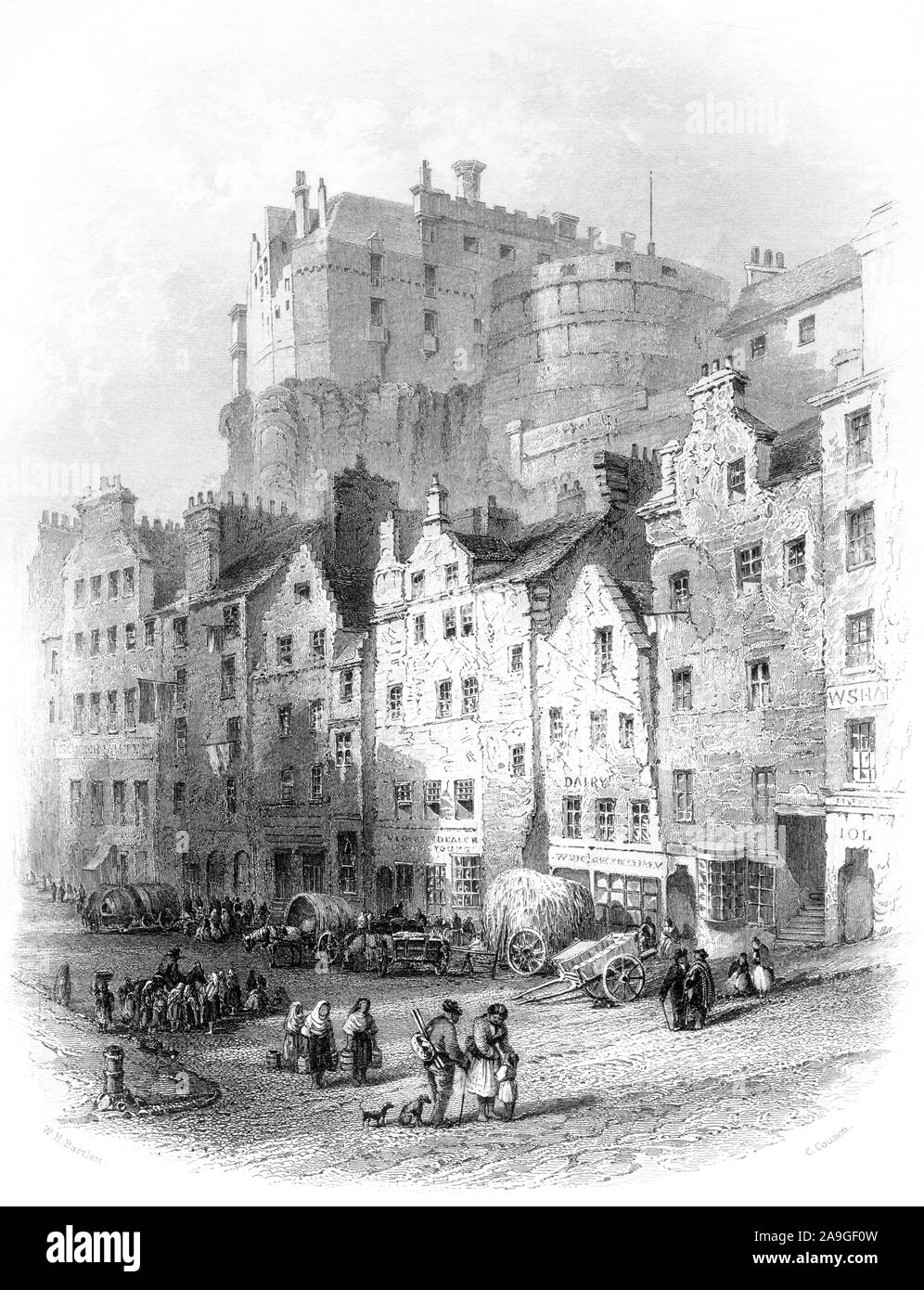 Une gravure de l'herbe (Marché) Grassmarket Édimbourg numérisées à haute résolution à partir d'un livre imprimé en 1859. Croyait libres de droit. Banque D'Images