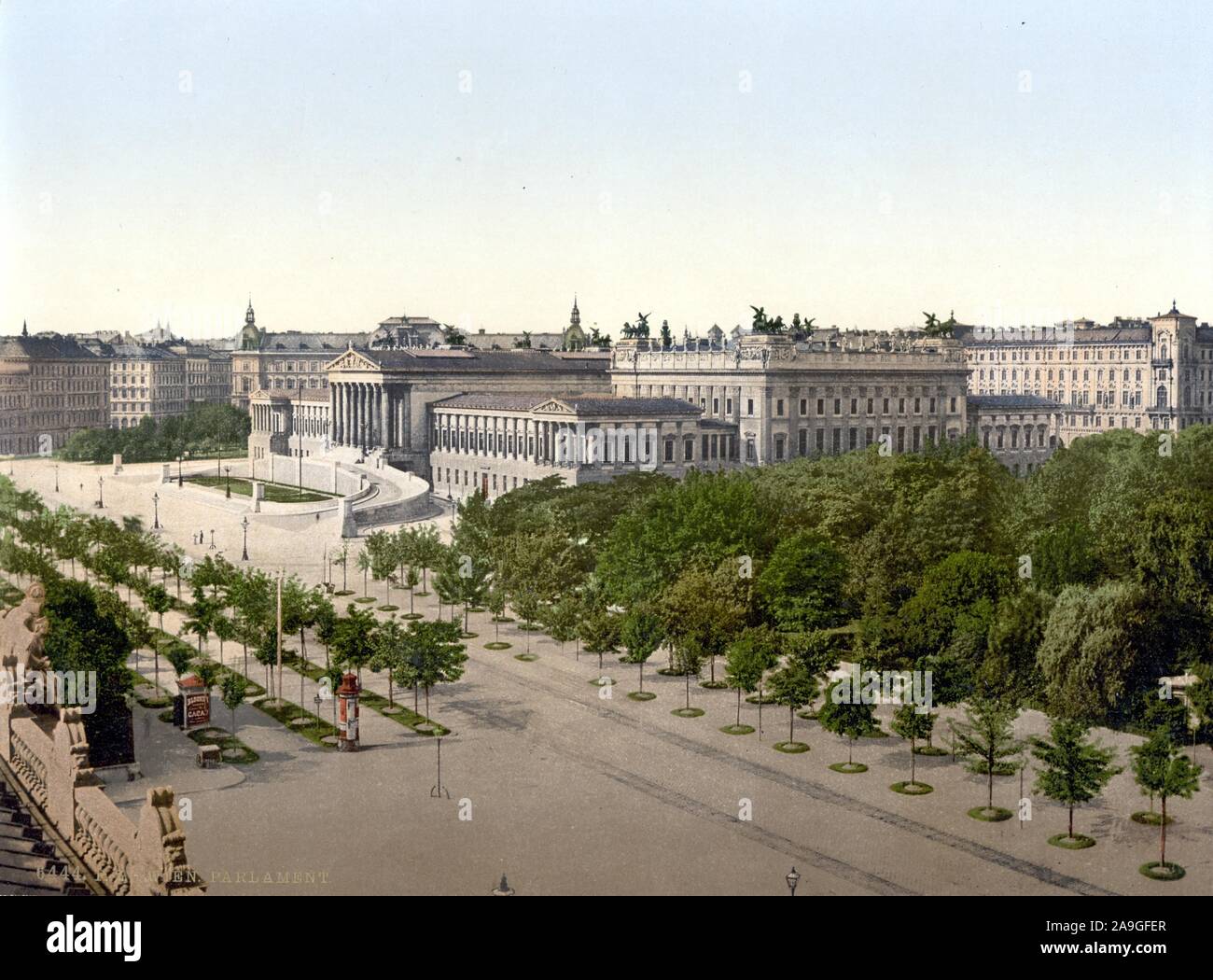 Wien, Ringstraße, Parlament um 1900 - Vienne, l'anneau, chambres du Parlement vers 1900 Banque D'Images