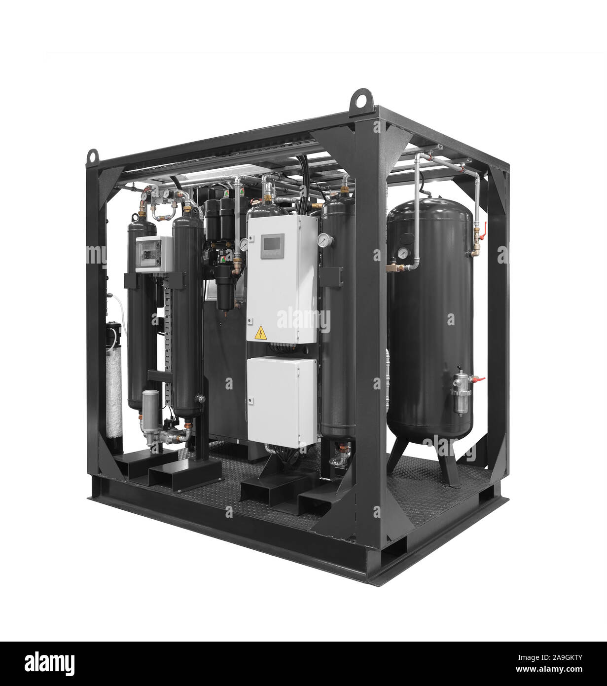 Mobile Portable générateur de vapeur industrielle chaudière à gaz pour le chauffage et l'approvisionnement en eau isolé sur fond blanc Banque D'Images