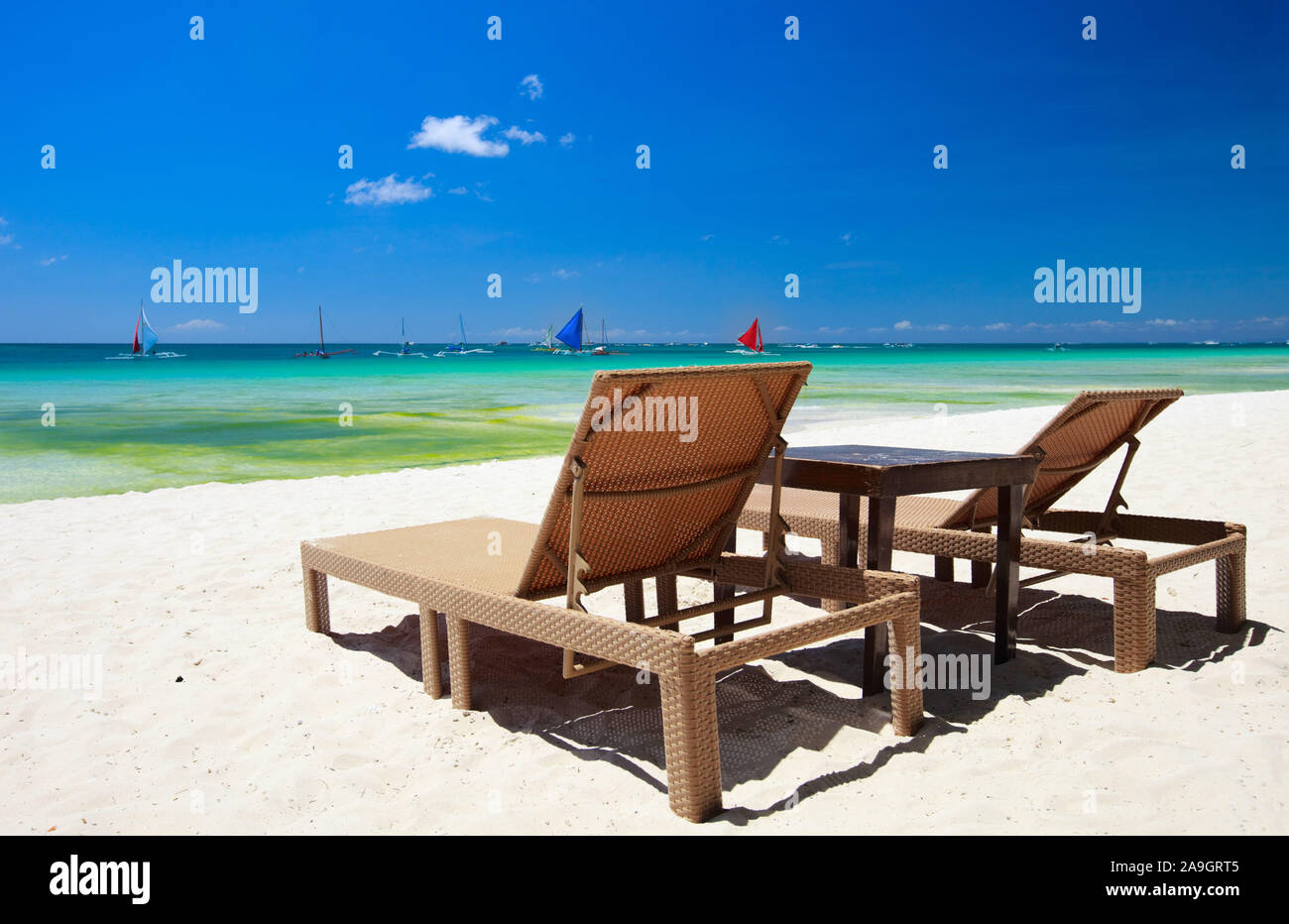 Boracay, Phillippinen, Insel, Strand, Palmen, Banque D'Images