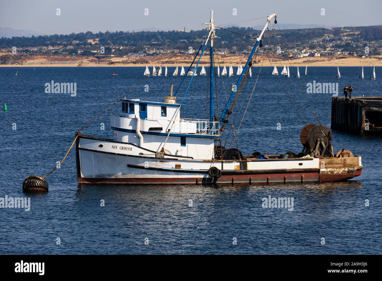 Restauré 1960 Bateau de pêche en bois, Monterey, Californie, États-Unis d'Amérique Banque D'Images