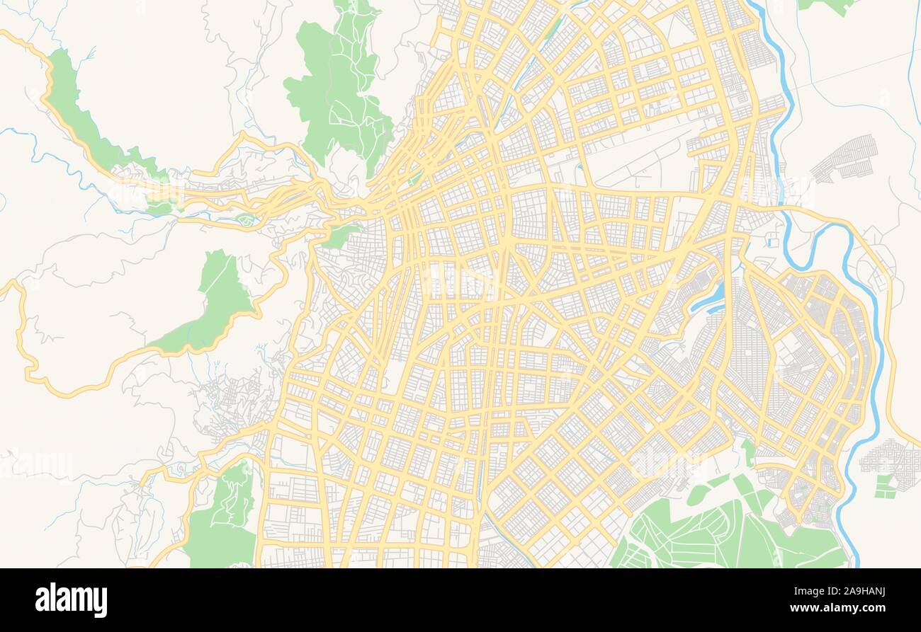 Version imprimable La carte des rues de Cali, en Colombie. Modèle de carte pour un usage en entreprise. Illustration de Vecteur