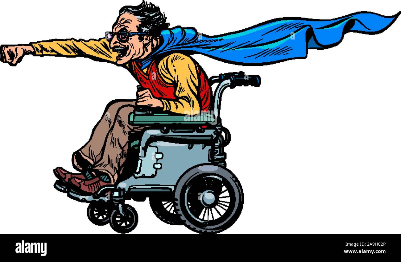 Utilisateur de fauteuil roulant actif homme handicapé Illustration de Vecteur