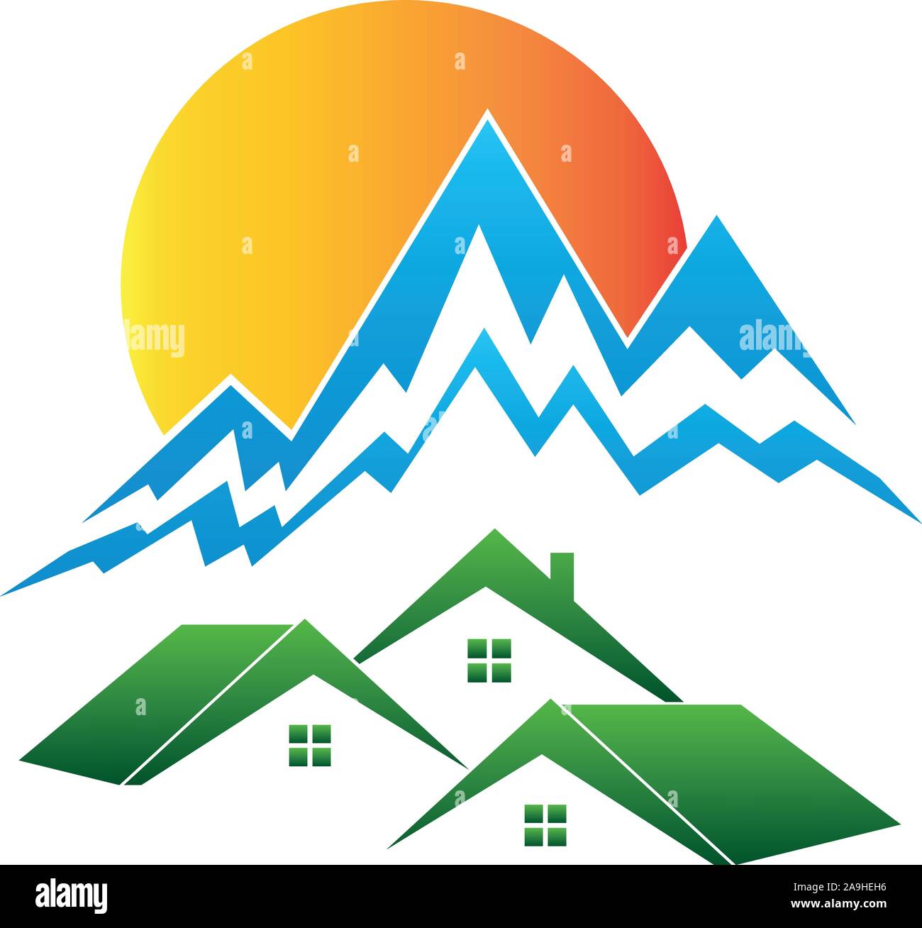 Montagnes, collines, agence de voyage, de l'emblème Illustration de Vecteur