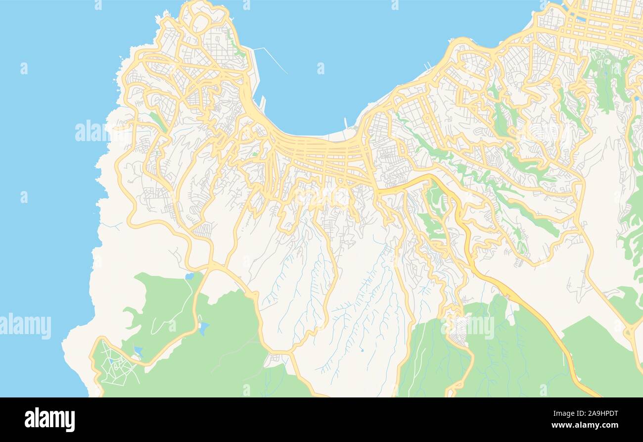 Version imprimable La carte des rues de Valparaiso, Chili. Modèle de carte pour un usage en entreprise. Illustration de Vecteur
