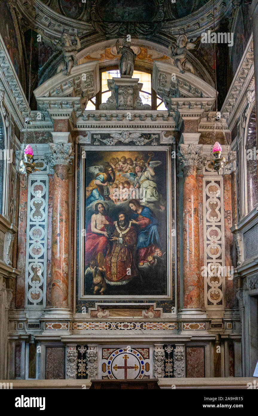 Chiesa di San Siro, Cappella del Sacro Cuore, San Giovanni Battista et Nicola di Bari, Gênes, Italie Banque D'Images