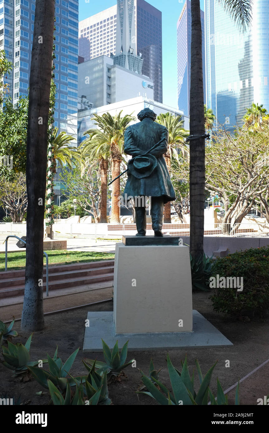 Statue de Ludwig van Beethoven dans le centre-ville de LA Pershing Square Banque D'Images