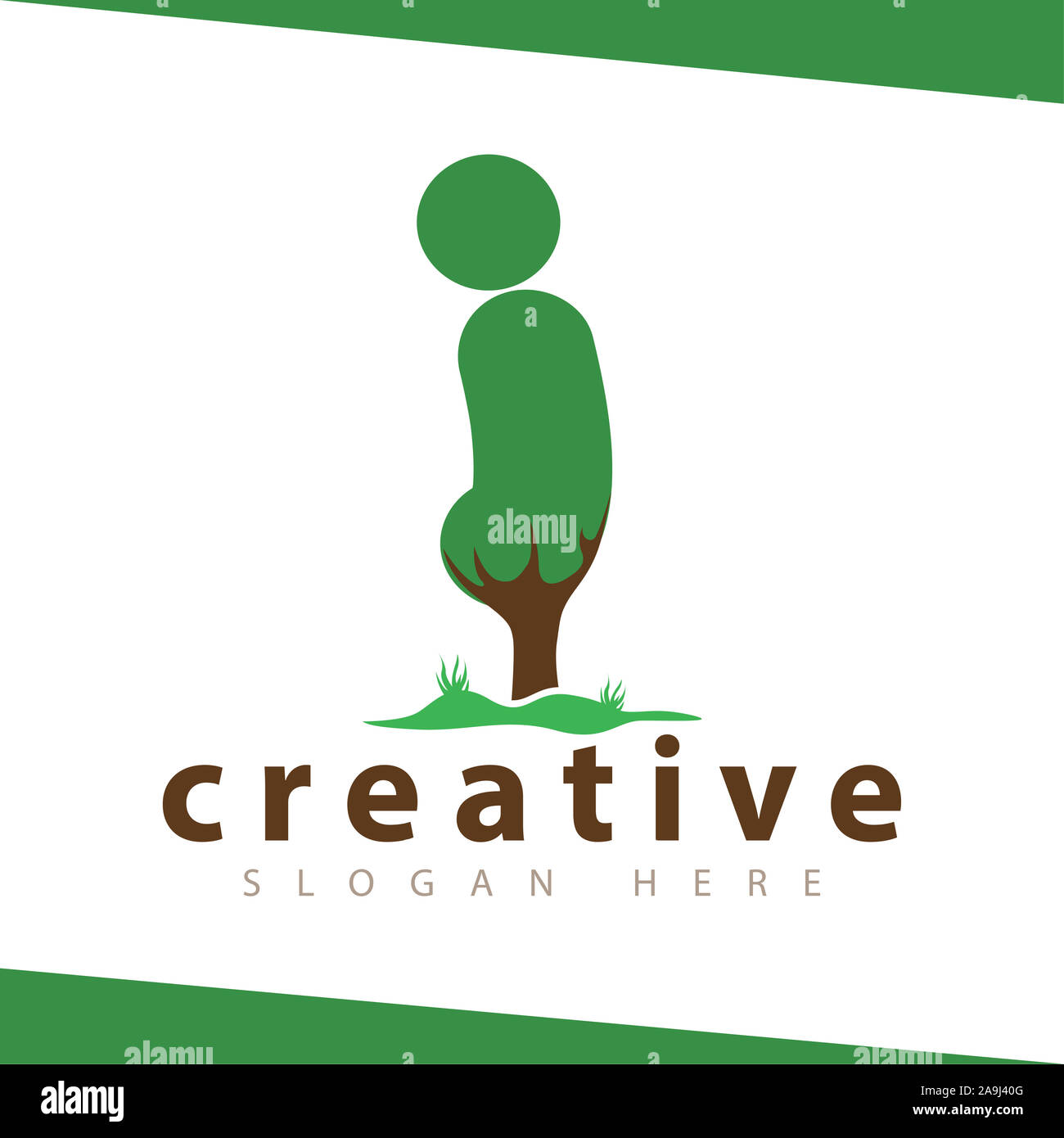 Je Lettre modèle vectoriel logo vert arbre Banque D'Images