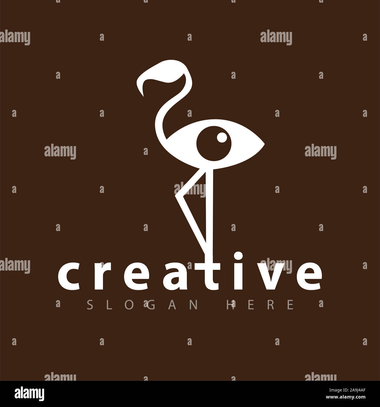 Flamingo avec logo oeil modèle vecteur icône Banque D'Images