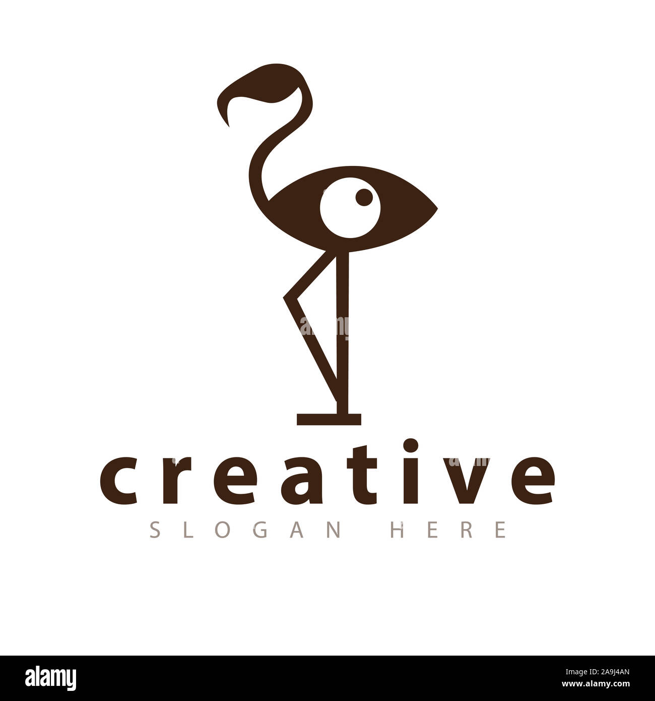 Flamingo avec logo oeil modèle vecteur icône Banque D'Images