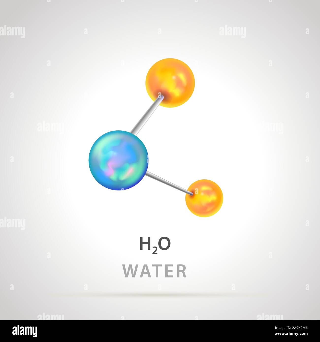 Modèle chimique très colorés de l'élément eau molécule H2O et la structure moléculaire Illustration de Vecteur