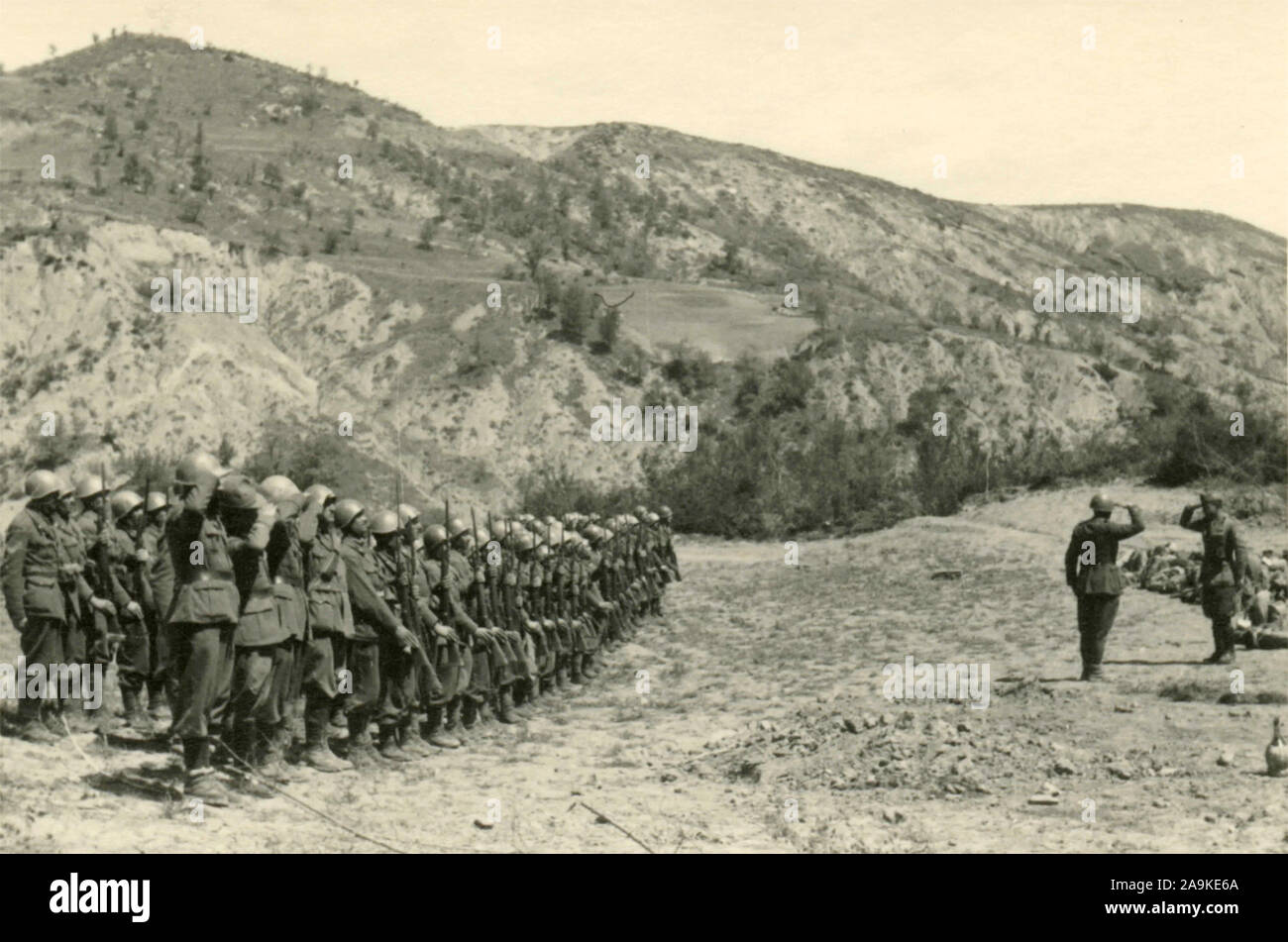Les troupes de l'armée italienne en Albanie au cours de la campagne de récupération Pernet, Albanie Banque D'Images