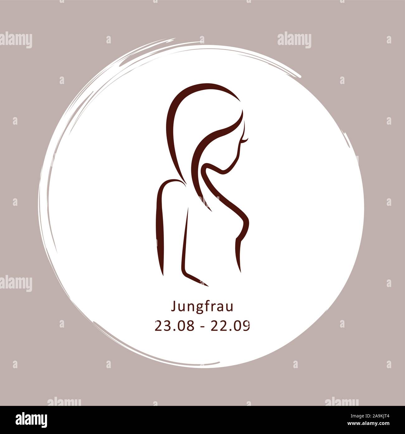 Signe astrologique Vierge horoscope avec description et date vector illustration EPS10 Illustration de Vecteur