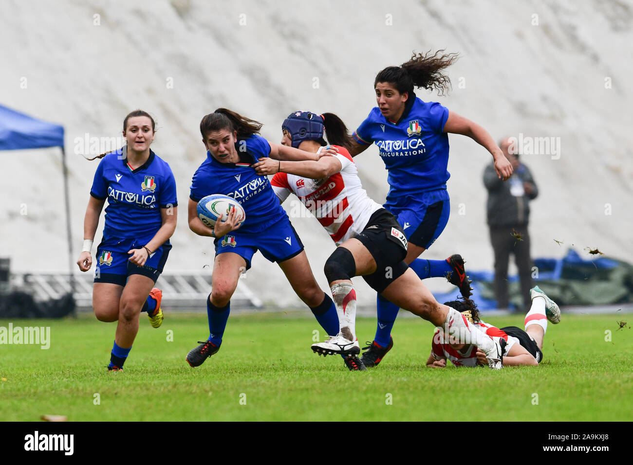 L'Aquila, Italie, 16 novembre 2019, les joueurs pendant féminin test match entre l'Italie et le Japon lors du test Match - Italie les femmes contre le Japon - L'Équipe nationale de rugby italien - Crédit : LPS/Lorenzo di Cola/Alamy Live News Banque D'Images