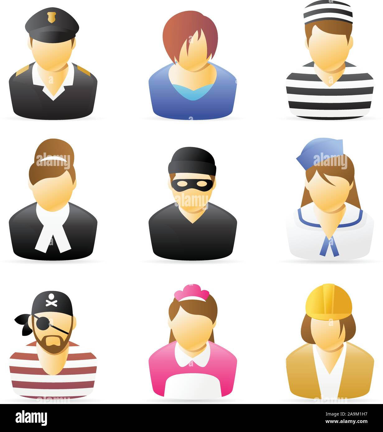 Collection d'icônes représentant diverses professions du peuple. set 5. Illustration de Vecteur