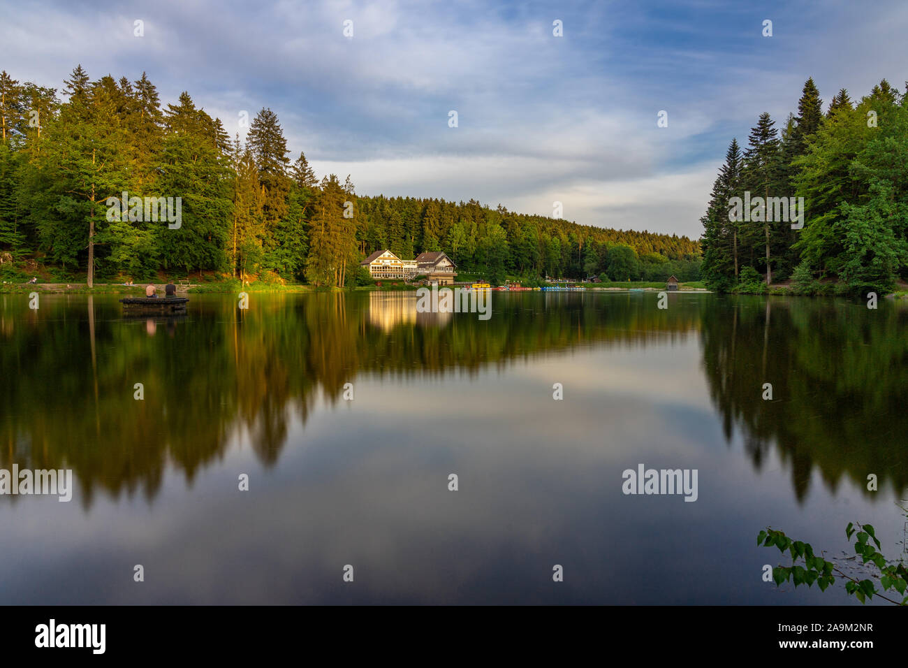 Lac Ebnisee longue exposition Maison des Paysages Forestiers Banque D'Images