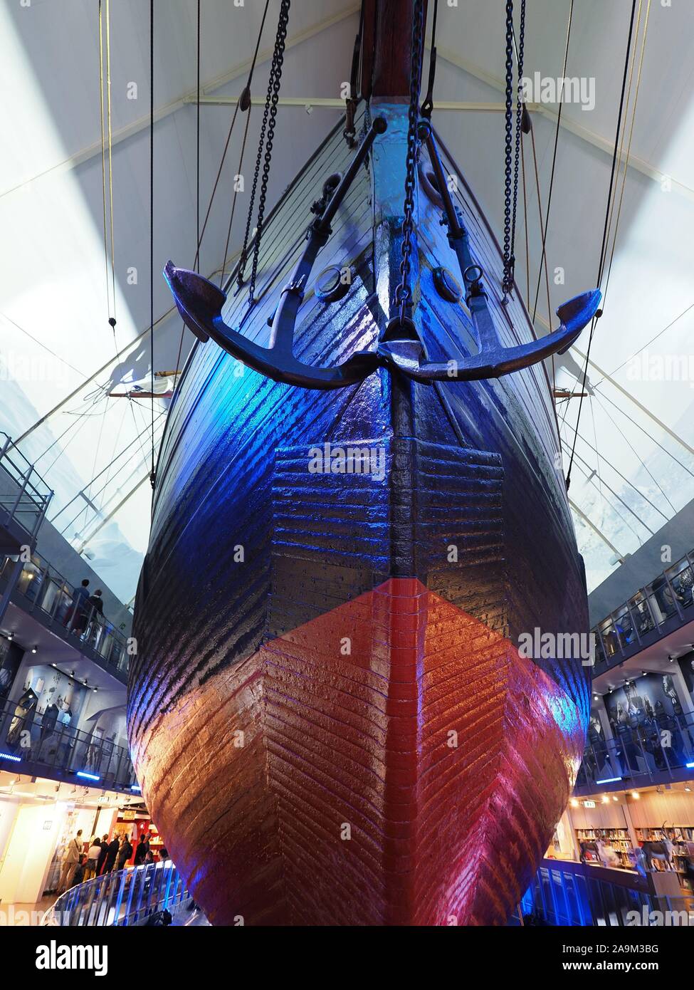OSLO, Norvège, le juillet 2019 : Polar Ship au musée Fram, Frammuseet en capitale européenne, utilisé par l'explorateur norvégien Roald Amundsen à des expéditions - Banque D'Images
