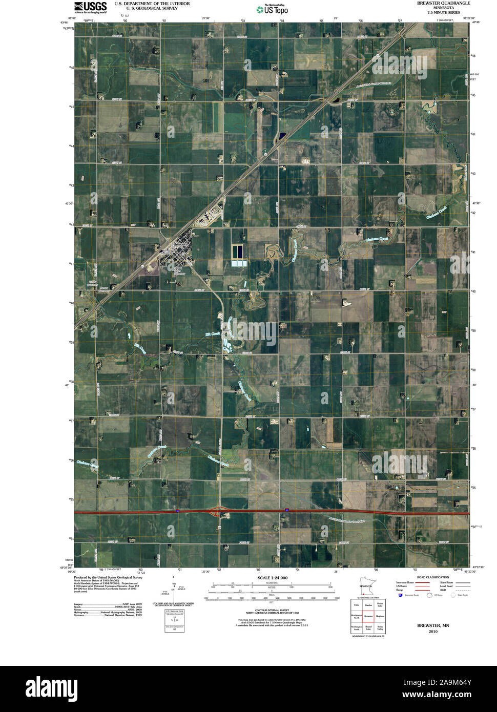 Carte TOPO USGS MInnesota MN Brewster 20100803 Restauration TM Banque D'Images Carte TOPO USGS MInnesota MN Brewster 20100803 Restauration TM Banque D'Images