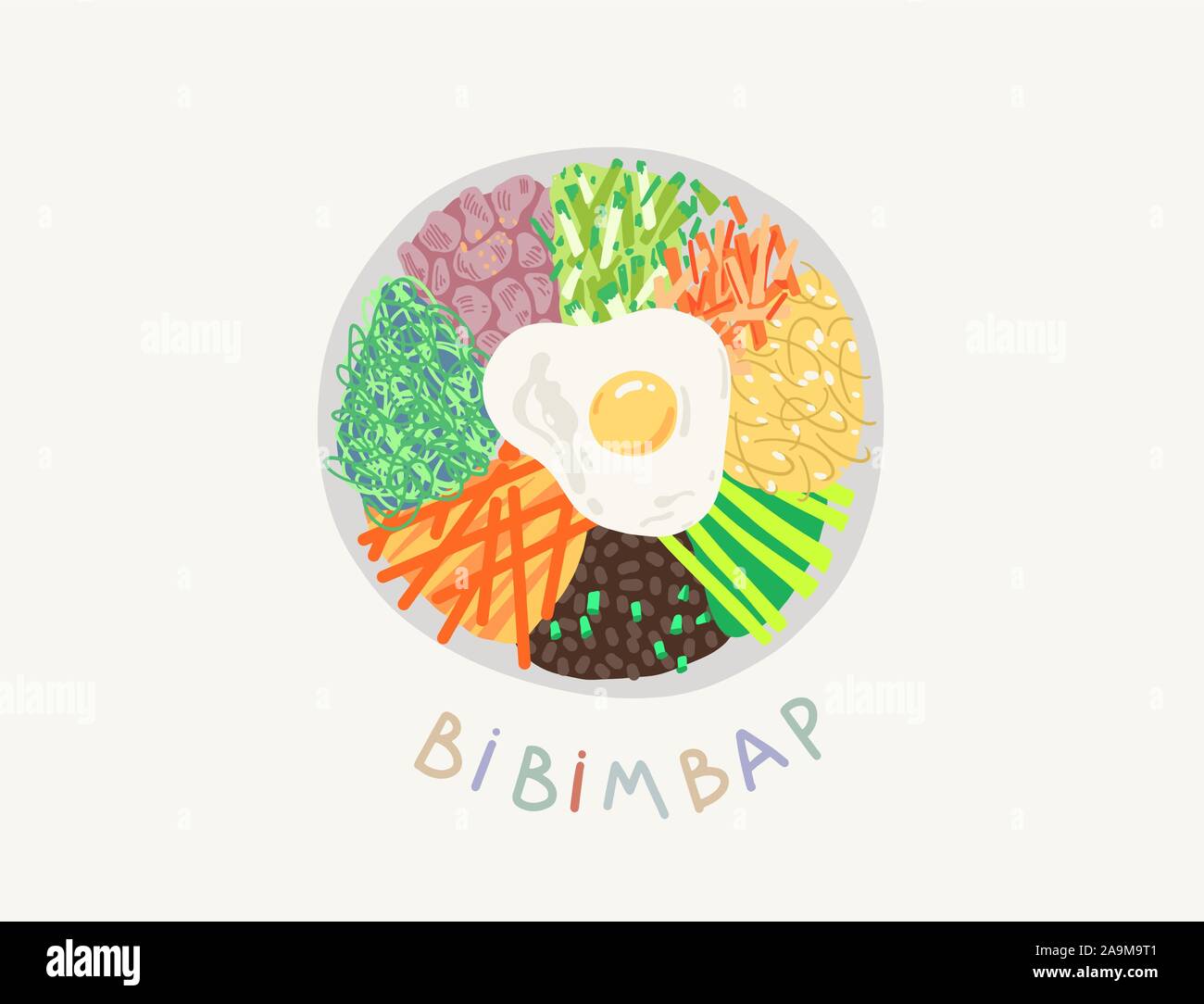 Doodle vecteur illustration de télévision bibimbap - cuisine traditionnelle de Corée du Sud Illustration de Vecteur