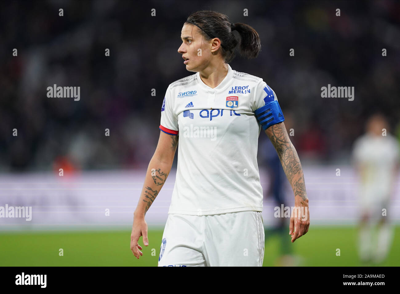 LYON, FRANCE - Le 16 novembre : Dzsenifer Marozsan de l'Olympique Lyonnais au cours de la Division 1 Féminine match de football entre l'Olympique Lyonnais et le Paris Saint Germain au stade de Groupama le 16 novembre 2019 à Lyon, France (photo de Daniela Porcelli/SPP) Banque D'Images